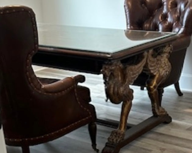 Monarch for Century “Griffin Library Table” (Model MN5023) — Hand-Carved Mahogany Executive Desk, ca. 2009