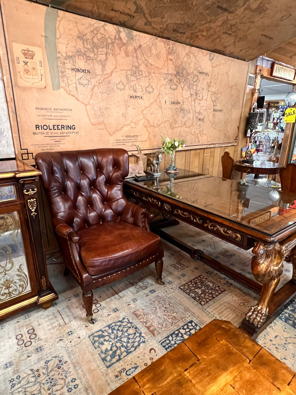 Monarch for Century “Griffin Library Table” (Model MN5023) — Hand-Carved Mahogany Executive Desk, ca. 2009