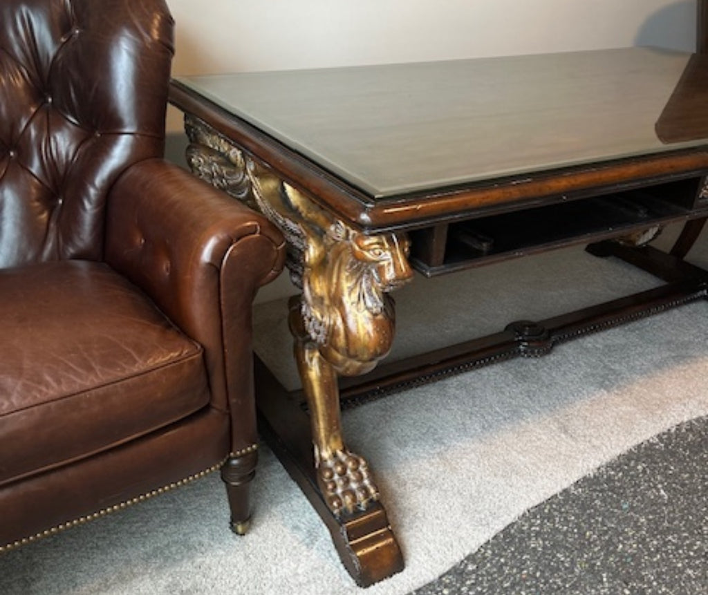 Monarch for Century “Griffin Library Table” (Model MN5023) — Hand-Carved Mahogany Executive Desk, ca. 2009
