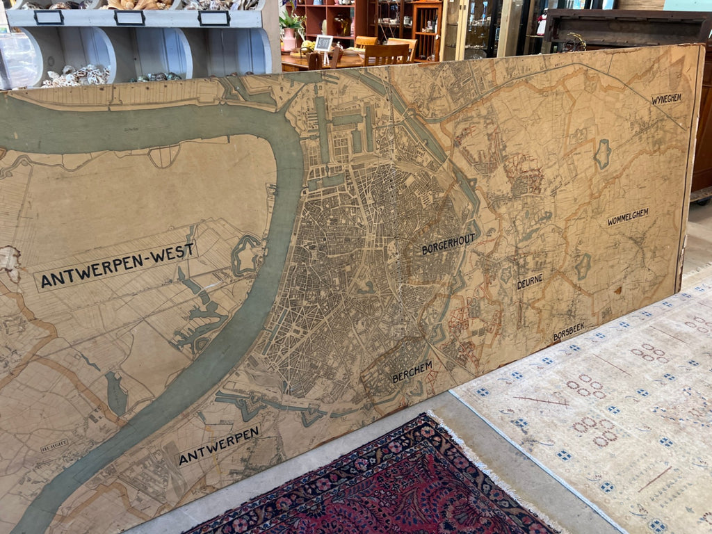 1932 Antwerp City Sewerage Master Plan – Original Linen Engineering Wall Map (12ft x 11ft)