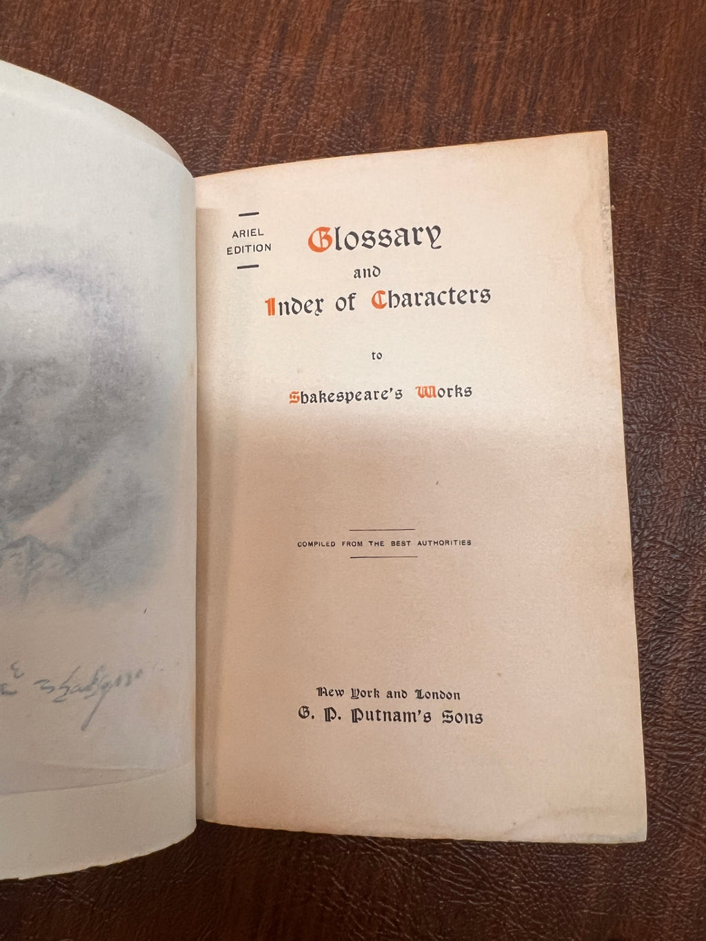 Glossary and Index of Characters to Shakespeare’s Works – Ariel Edition by G. P. Putnam’s Sons, c. 1900