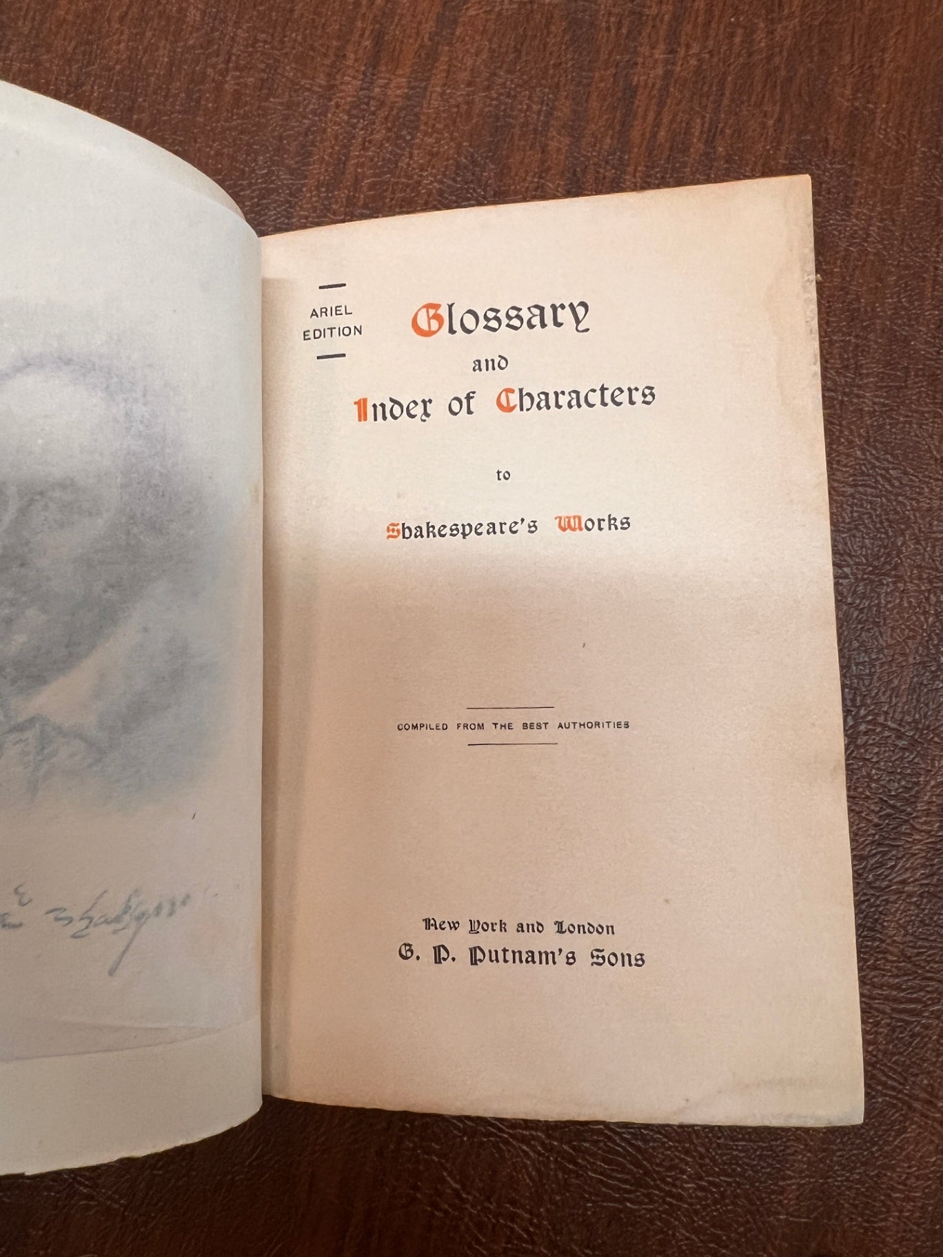 Glossary and Index of Characters to Shakespeare’s Works – Ariel Edition by G. P. Putnam’s Sons, c. 1900