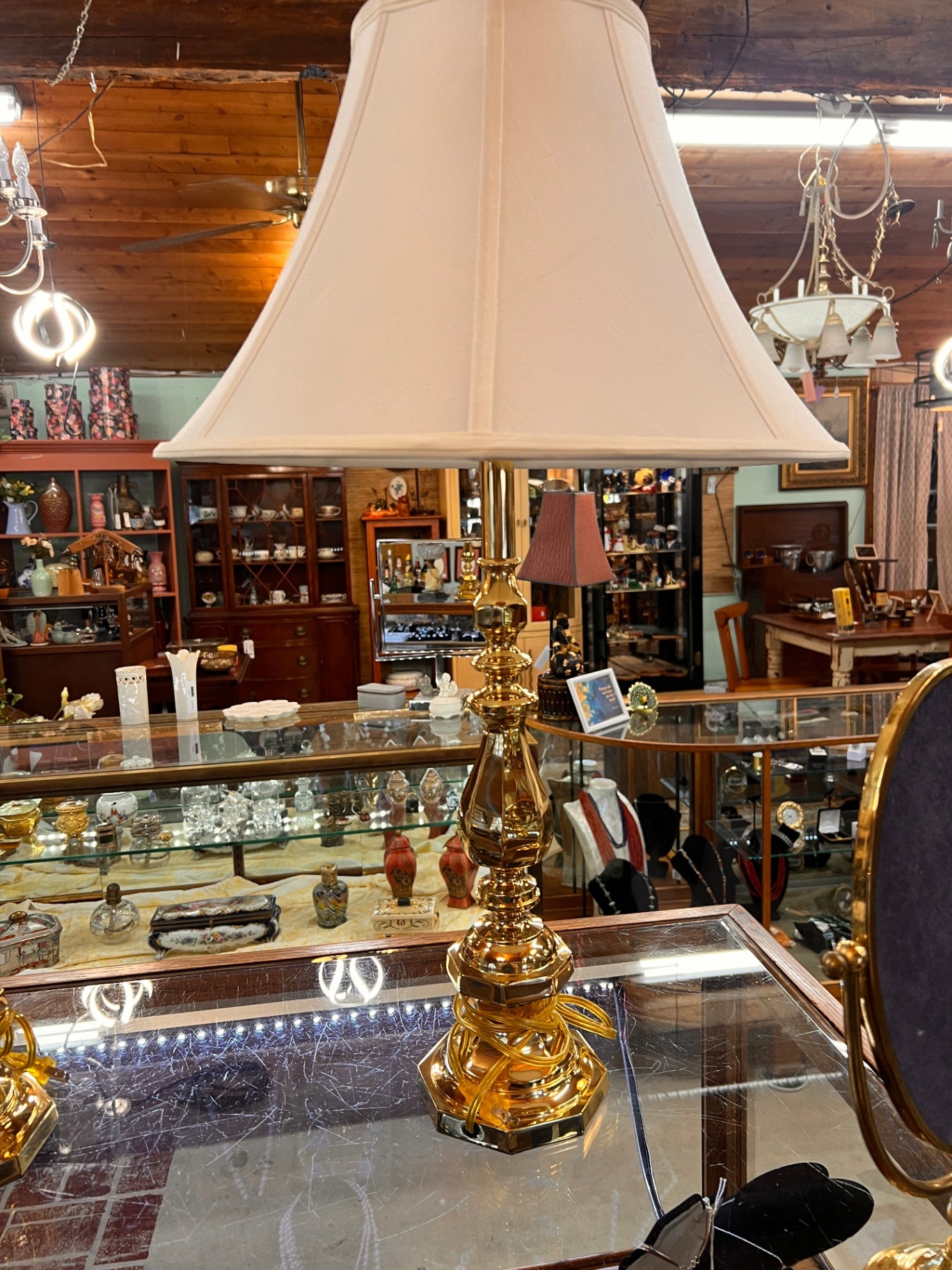 Polished Brass Traditional Table Lamp with Bell Shade