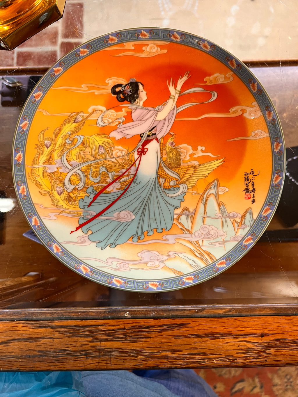 Imperial Jingdezhen Porcelain Plate – “Phoenix and Woman” Scene (1990)