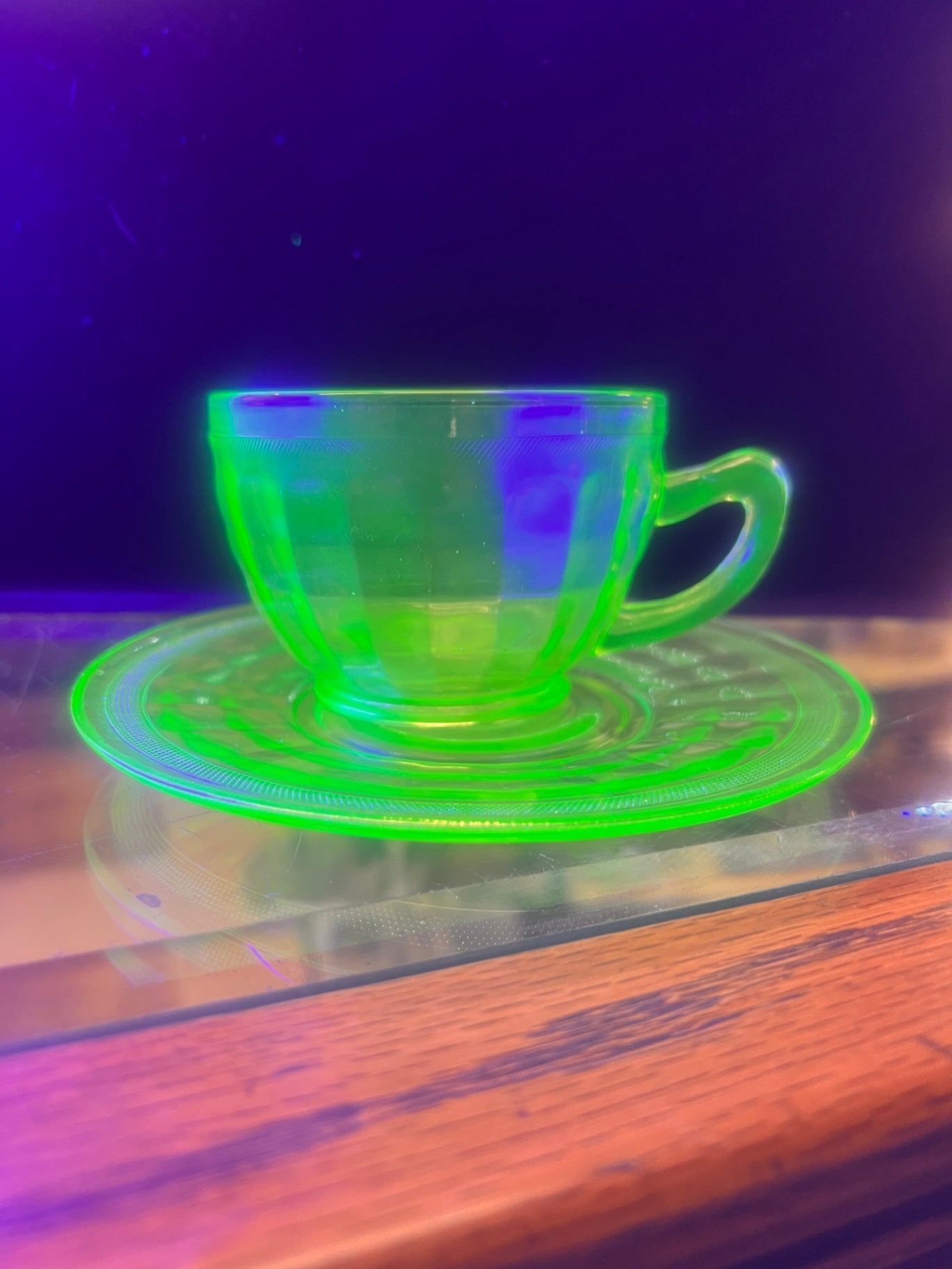Uranium Glass Cup and Saucer