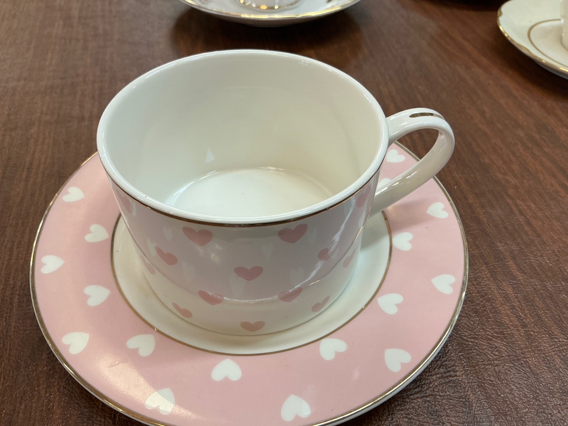 Pink Heart Tea Cup and Saucer