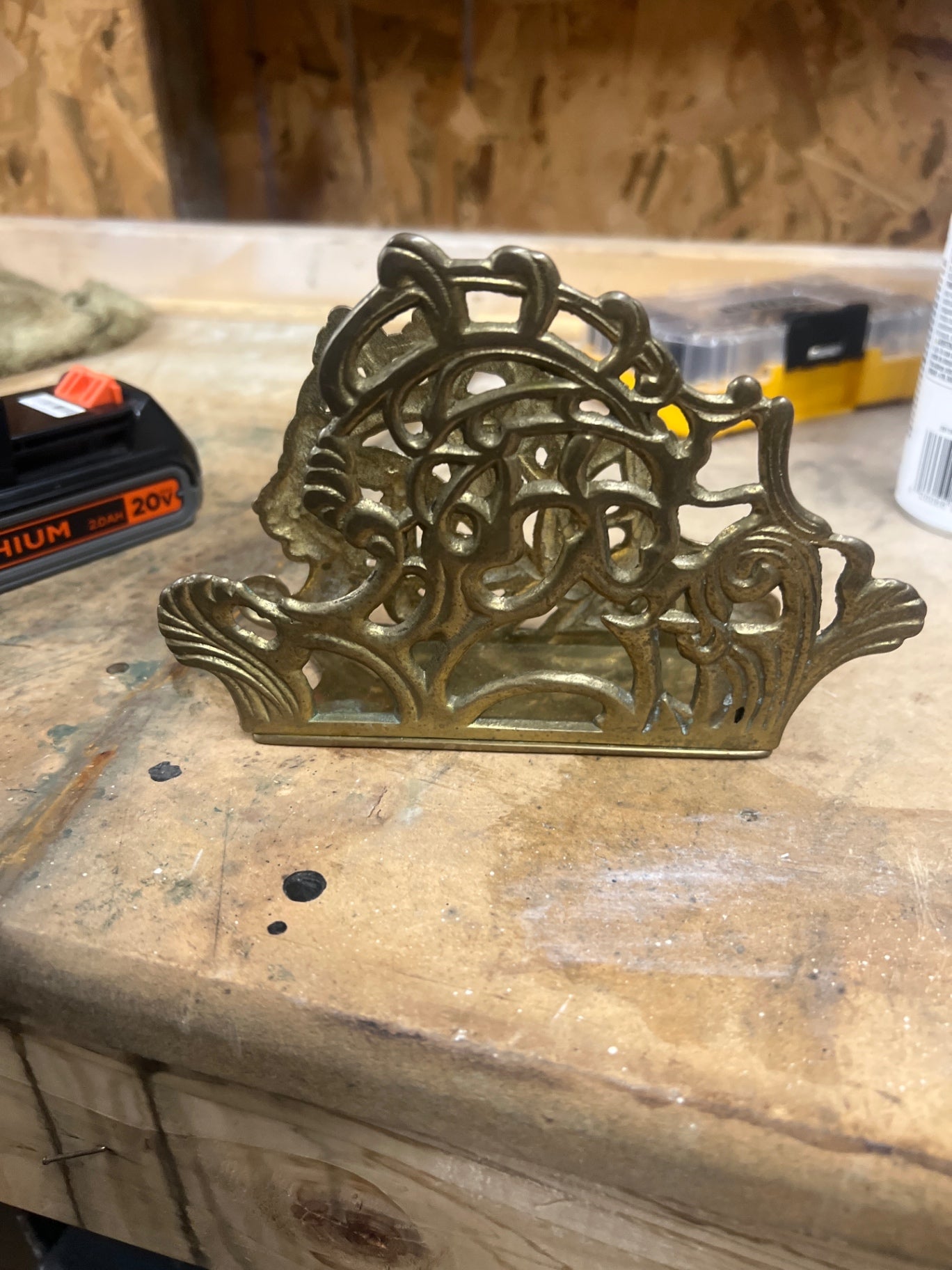 Brass vintage napkin holder