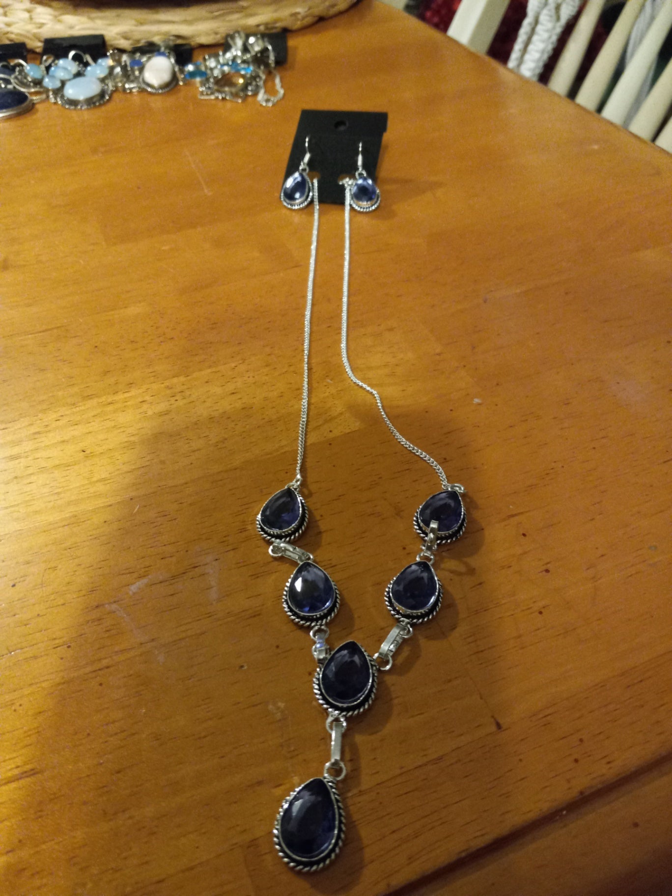 Necklace n earrings purple dsc