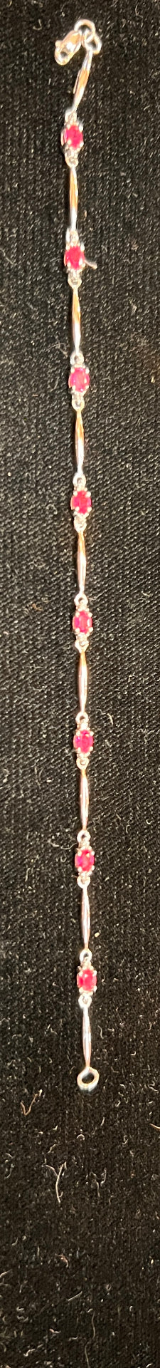 14K White Gold Ruby & Diamond Fine Jewelry Set – Bracelet, Earrings & Pendant (Genuine Rubies, Genuine Diamonds)