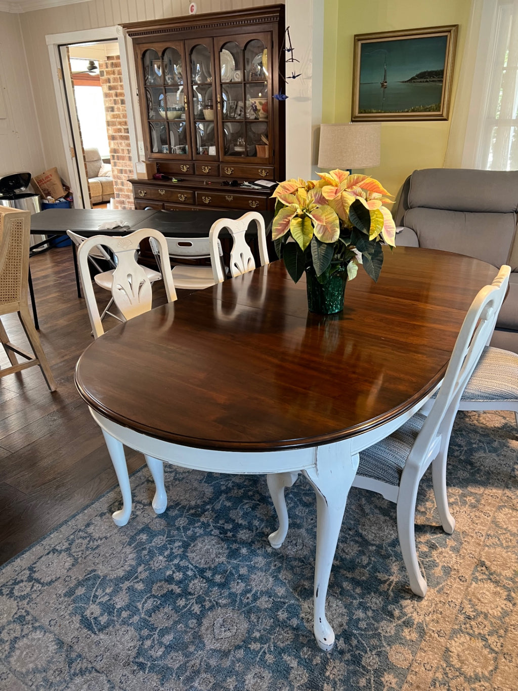 Oskar Huber Mahogany and White Dining Table Set