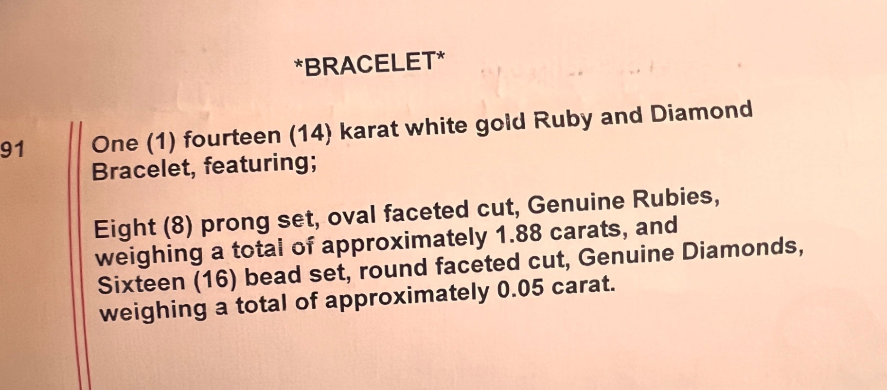 14K White Gold Ruby & Diamond Fine Jewelry Set – Bracelet, Earrings & Pendant (Genuine Rubies, Genuine Diamonds)