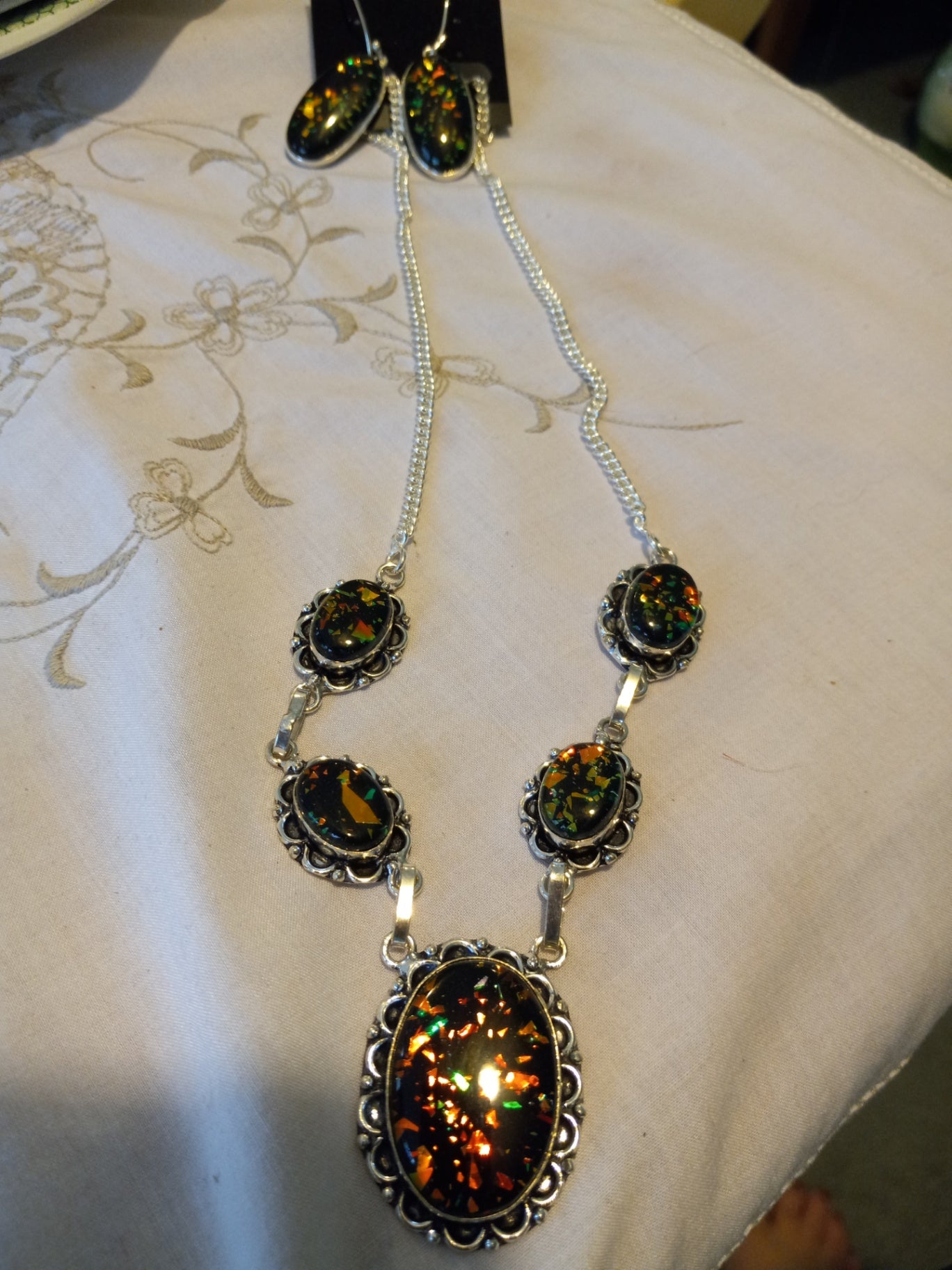 Doublet opal earrings n necklace dsc 