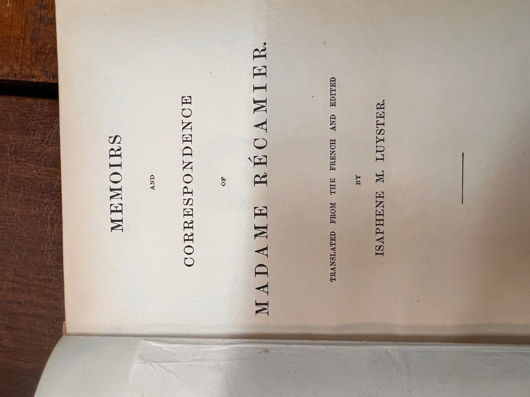 Memoirs of Madame Recamier 1878