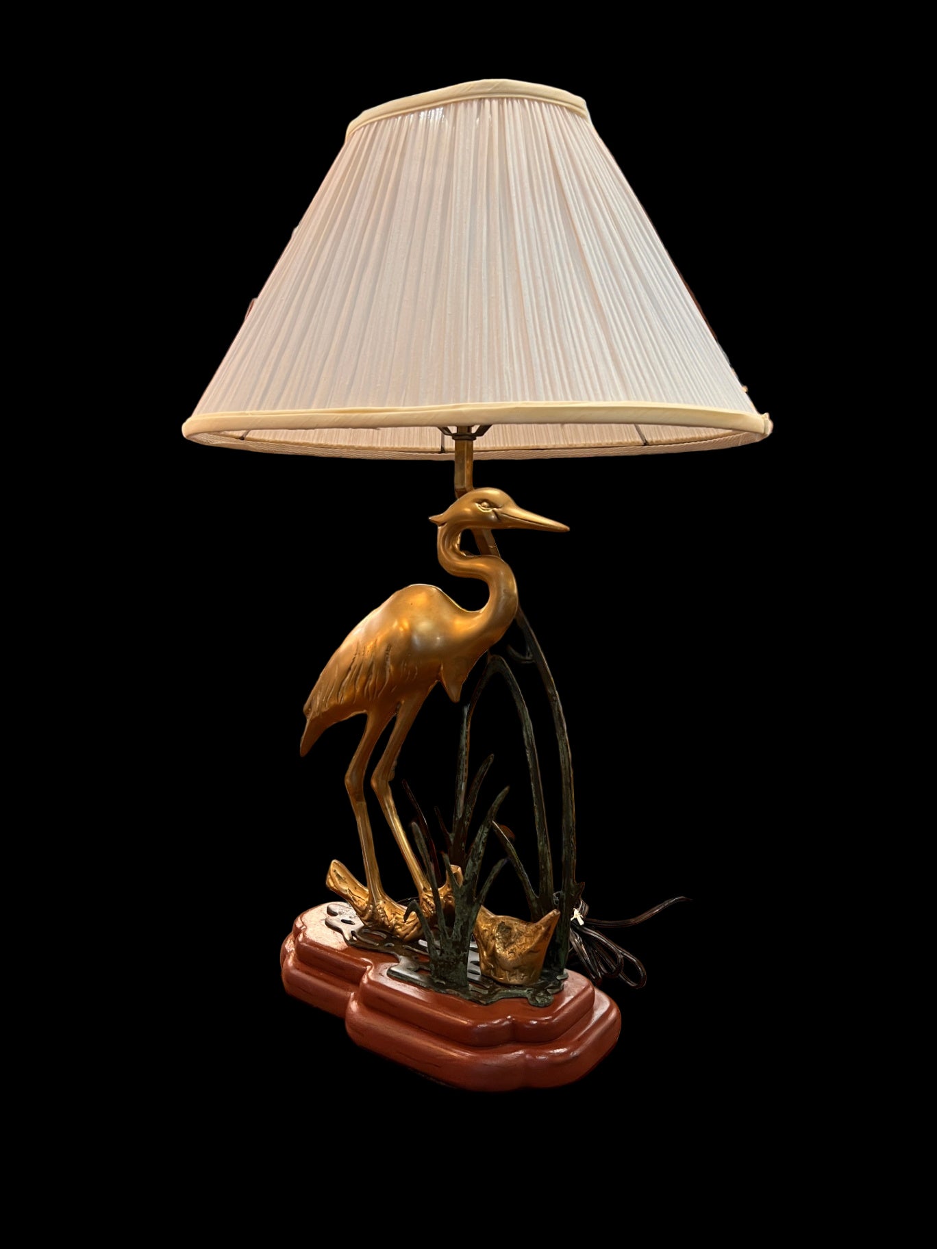 Wildwood Solid Brass Heron Table Lamp – Model 119 Coastal Marsh Motif
