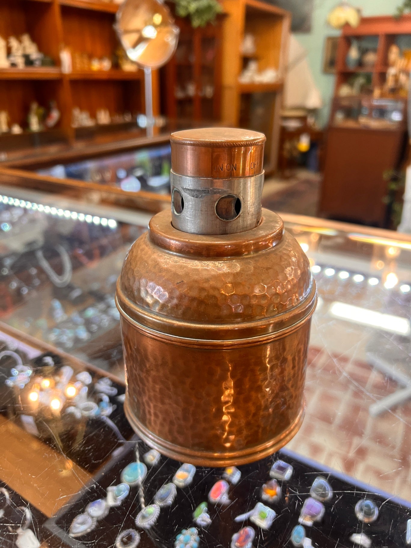 Early 20th-Century “RUMIDOR” Copper Humidor – Embossed Patent Marked Tobacco Jar