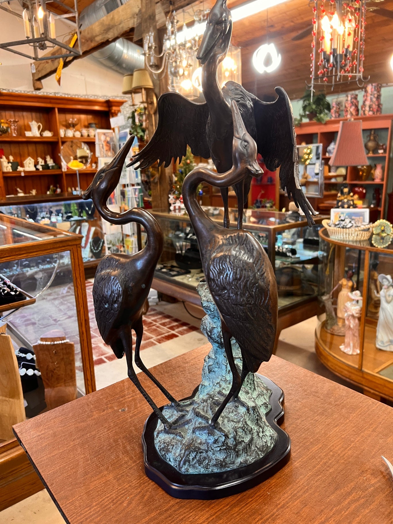 San Pacific International Bronze Crane Sculpture – Model 3153 “Trio of Herons”