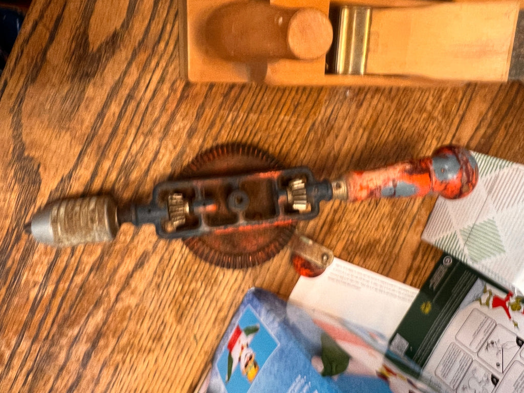 Vintage Hand Drill, Tool, Red