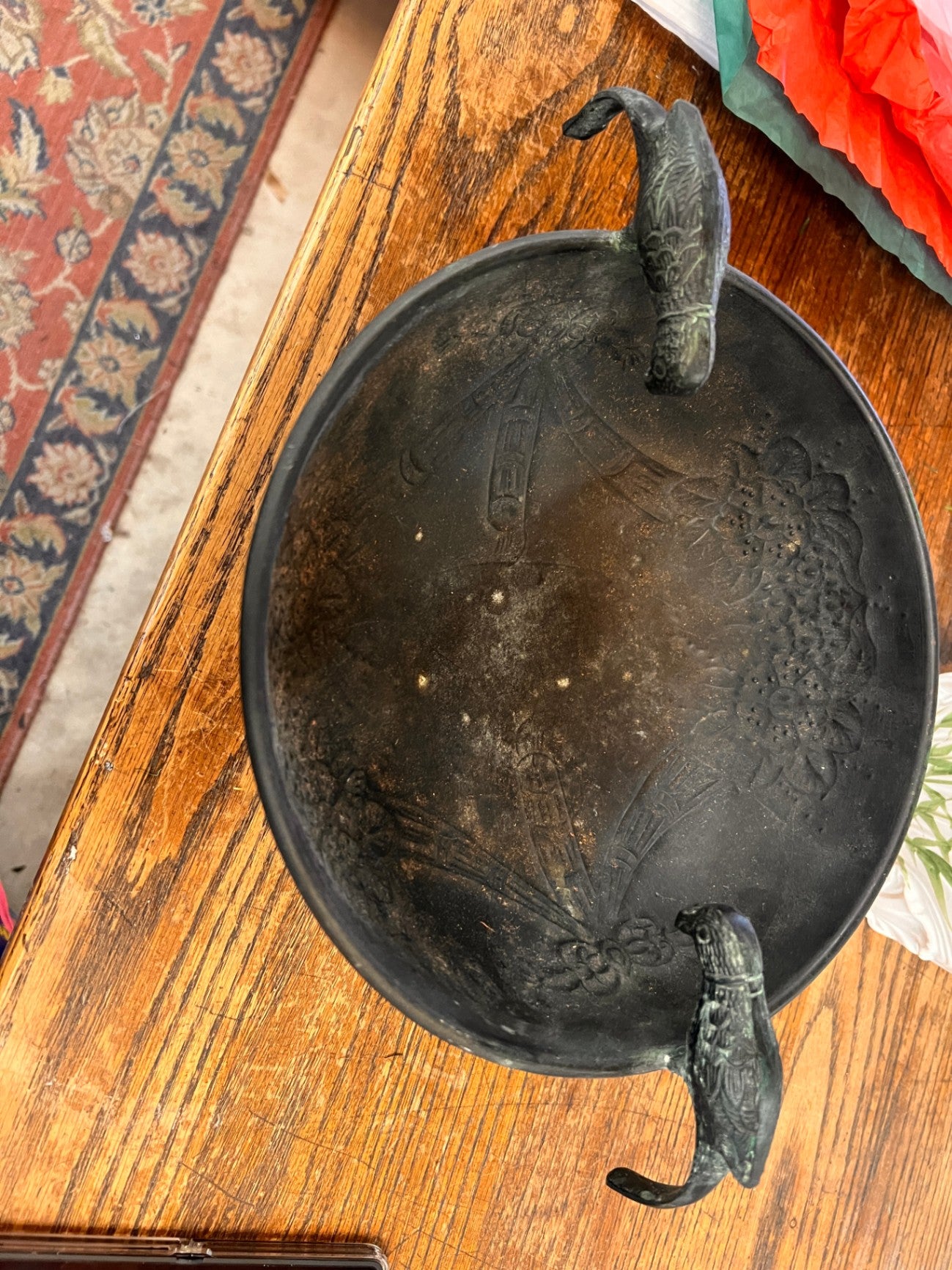 Large Brass Bird Bowl