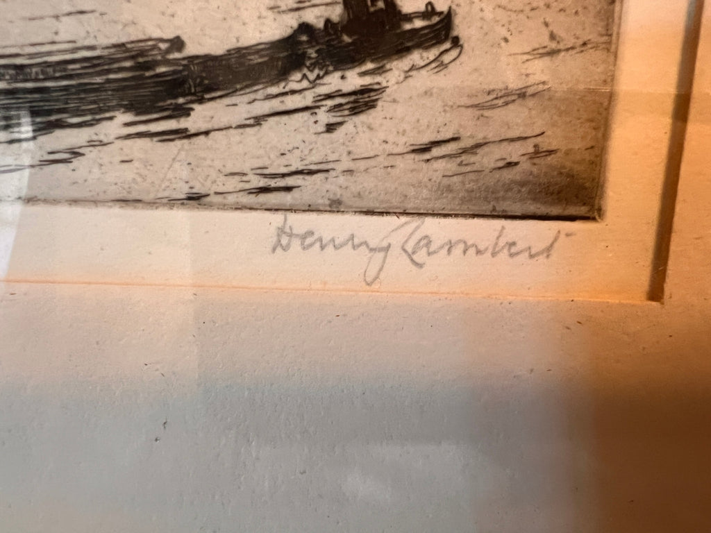 Henry Lambert – “Palace of Westminster on the Thames” — Original Signed Etching