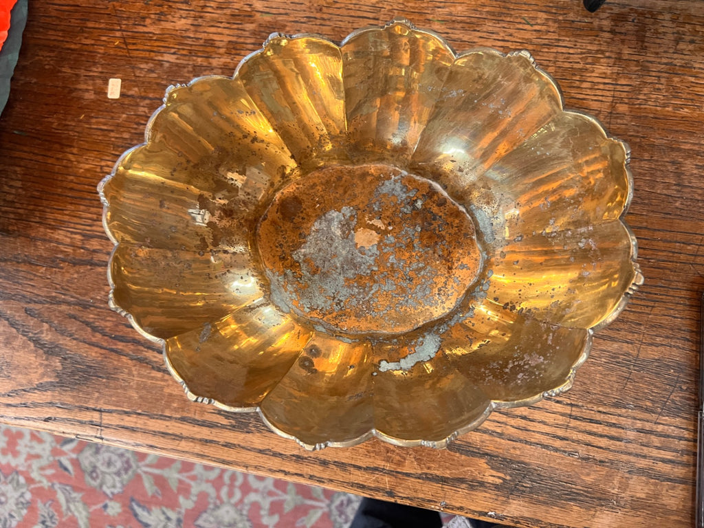 Have one to sell? Sell now  Share Vtg Solid Brass Decorative Bowl Centerpiece Planter Gold Claw Foot