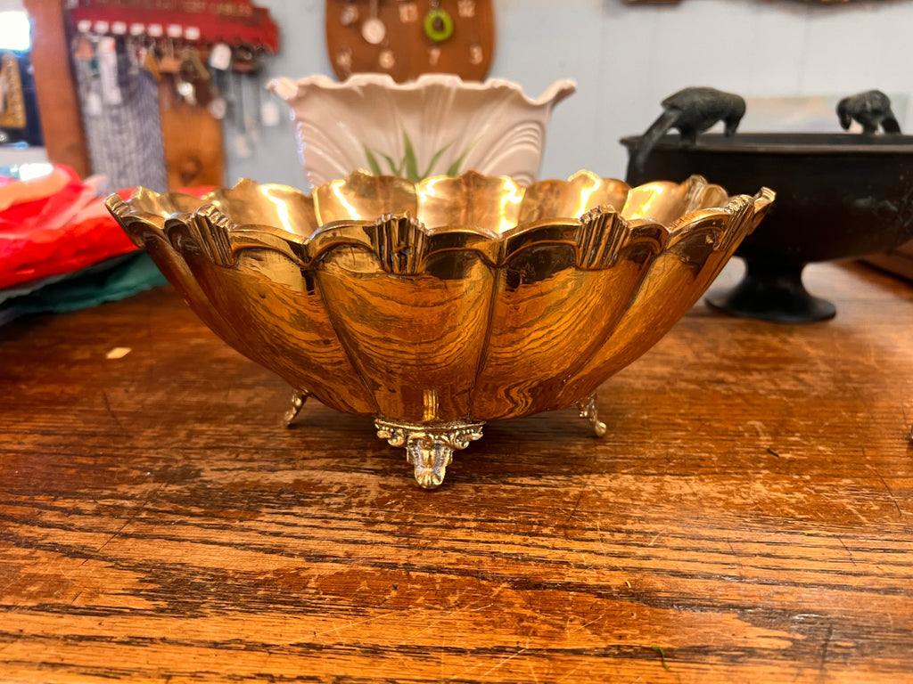 Have one to sell? Sell now  Share Vtg Solid Brass Decorative Bowl Centerpiece Planter Gold Claw Foot