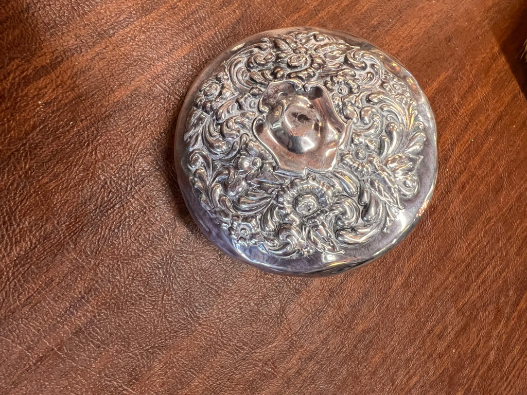 ANTIQUE GORHAM REPOUSSE ROSES STERLING SILVER COMPACT BEAUTIFUL