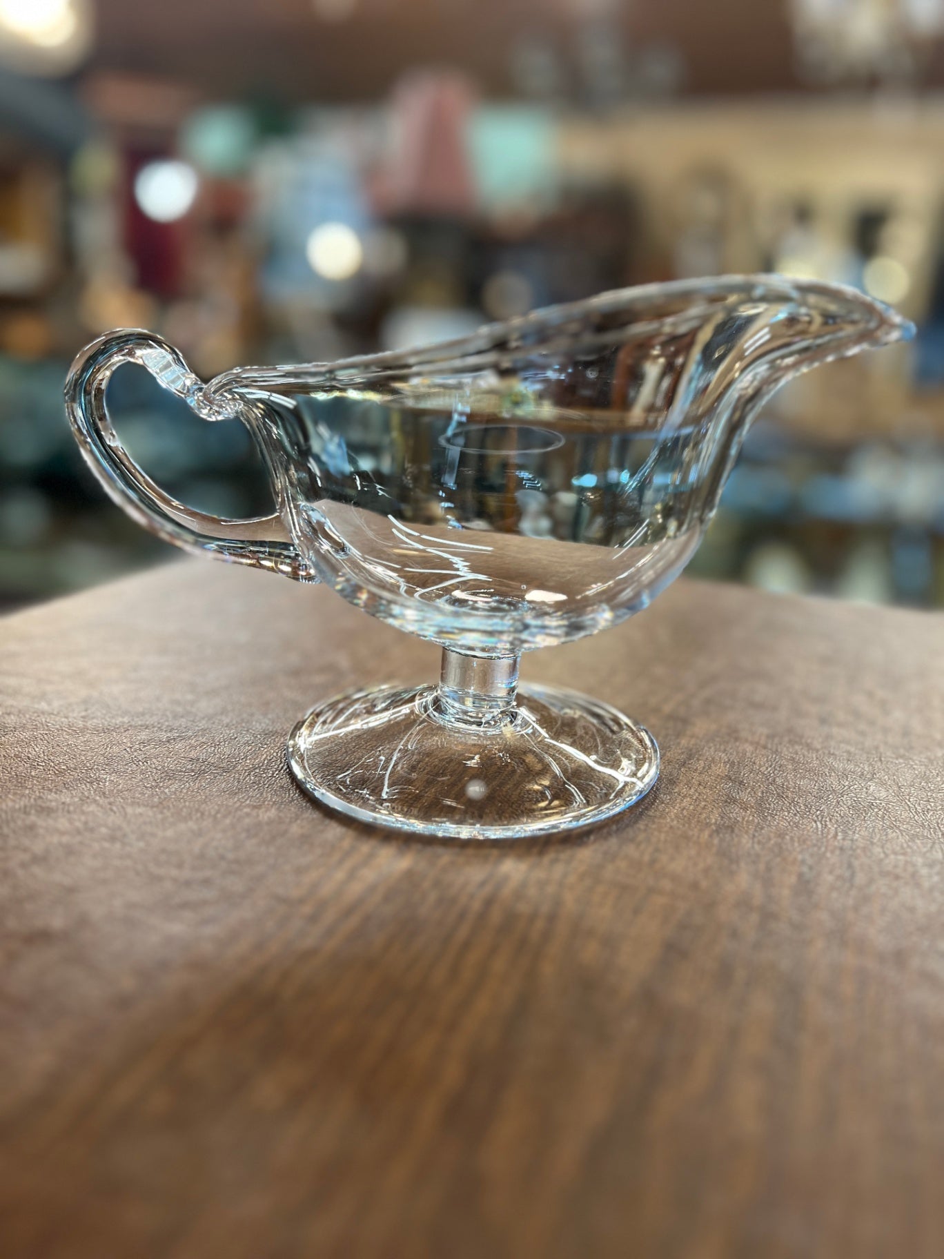 Clear Glass Footed Sauce Boat 10 oz