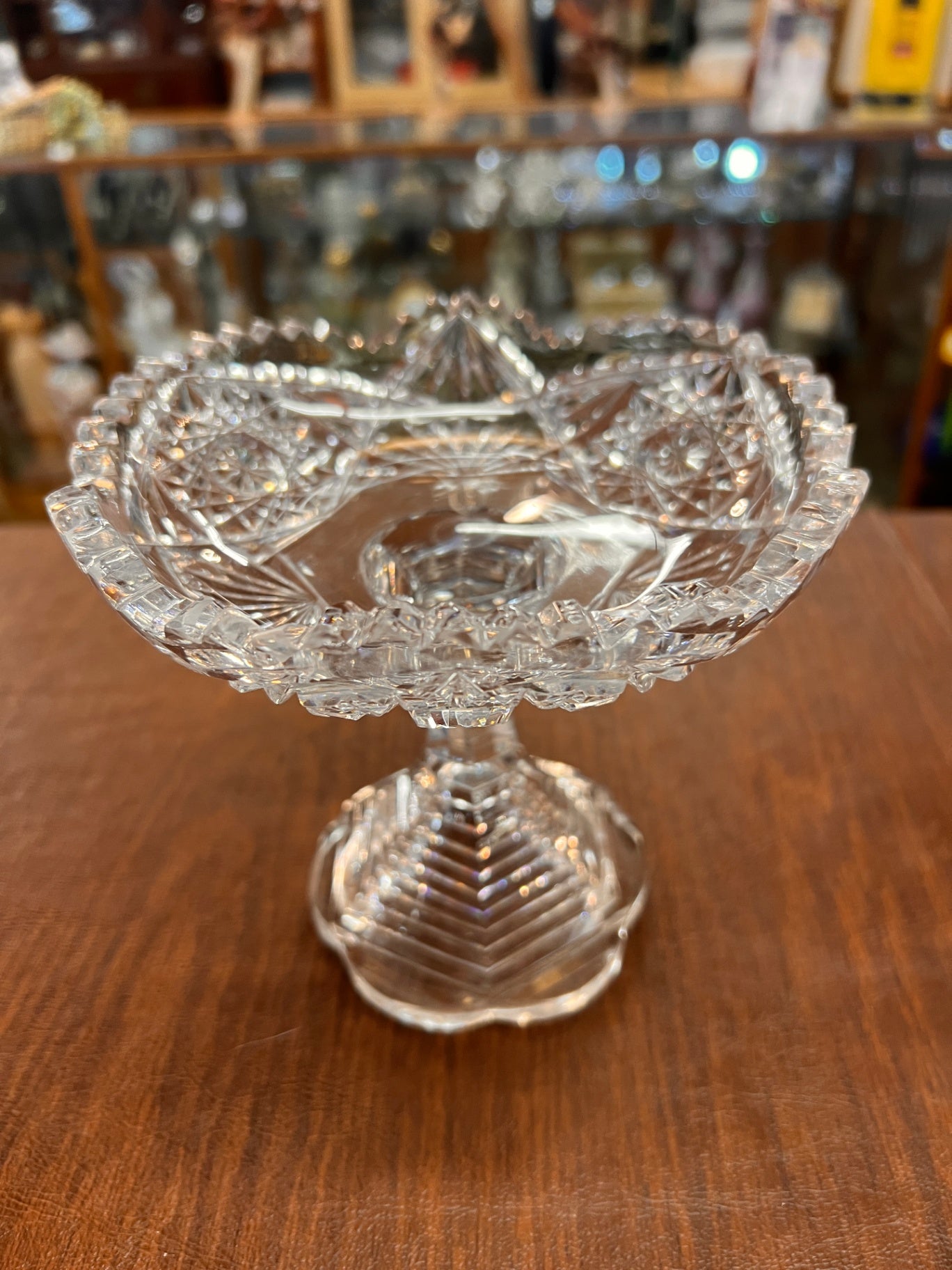 American Brilliant Period Cut Glass Pedestal Compote / Candy Dish