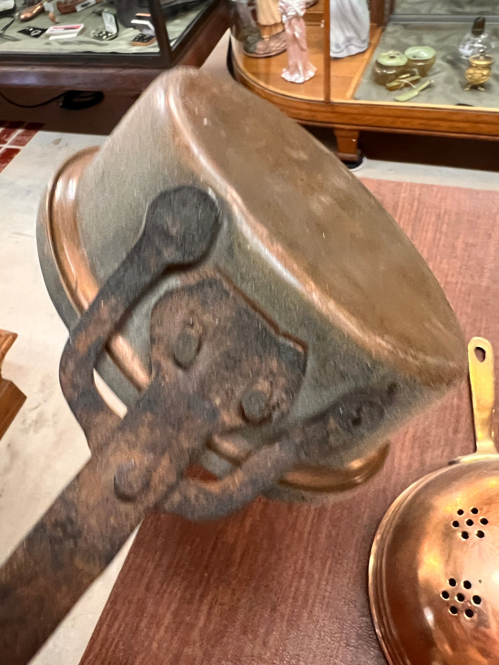 Antique Hammered Copper Cooking Saucepan | Collectible | Open Fire Cooking | Frying Pan | Iron Handle