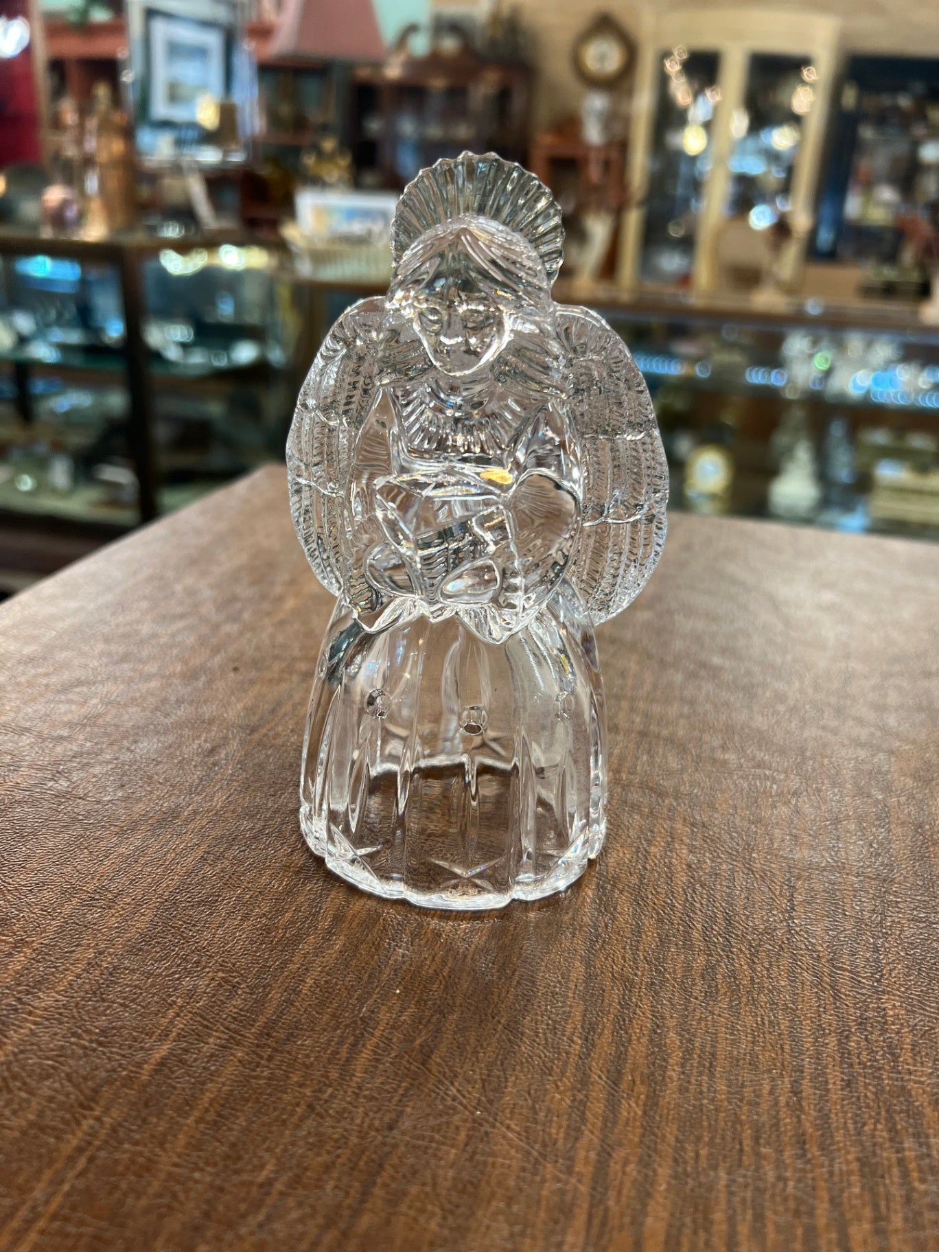 Vintage Angel Candle Holder Crystal Glass Figurines 5.5" Heavy