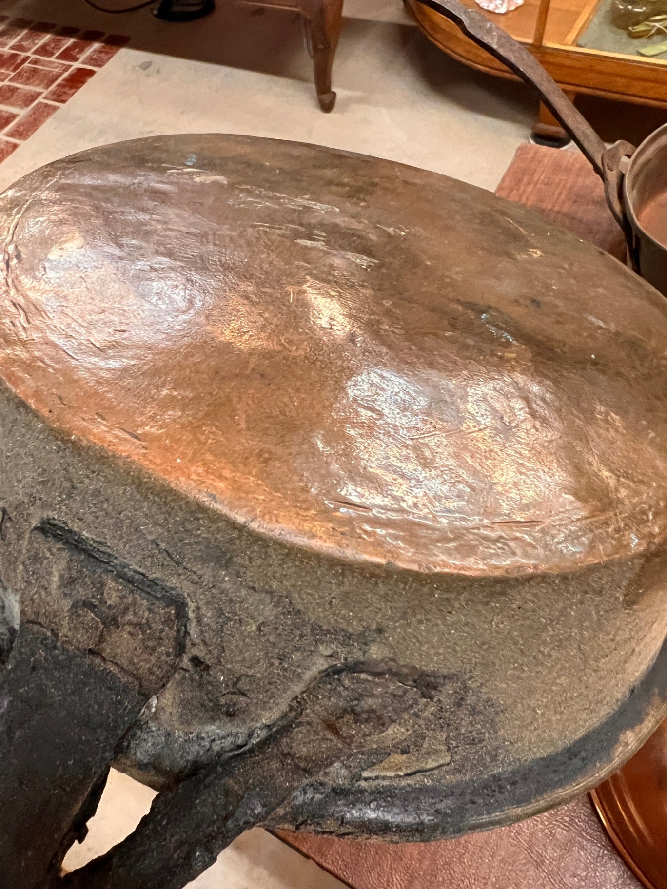 Antique Hammered Copper Cooking Saucepan | Collectible | Open Fire Cooking | Frying Pan | Iron Handle