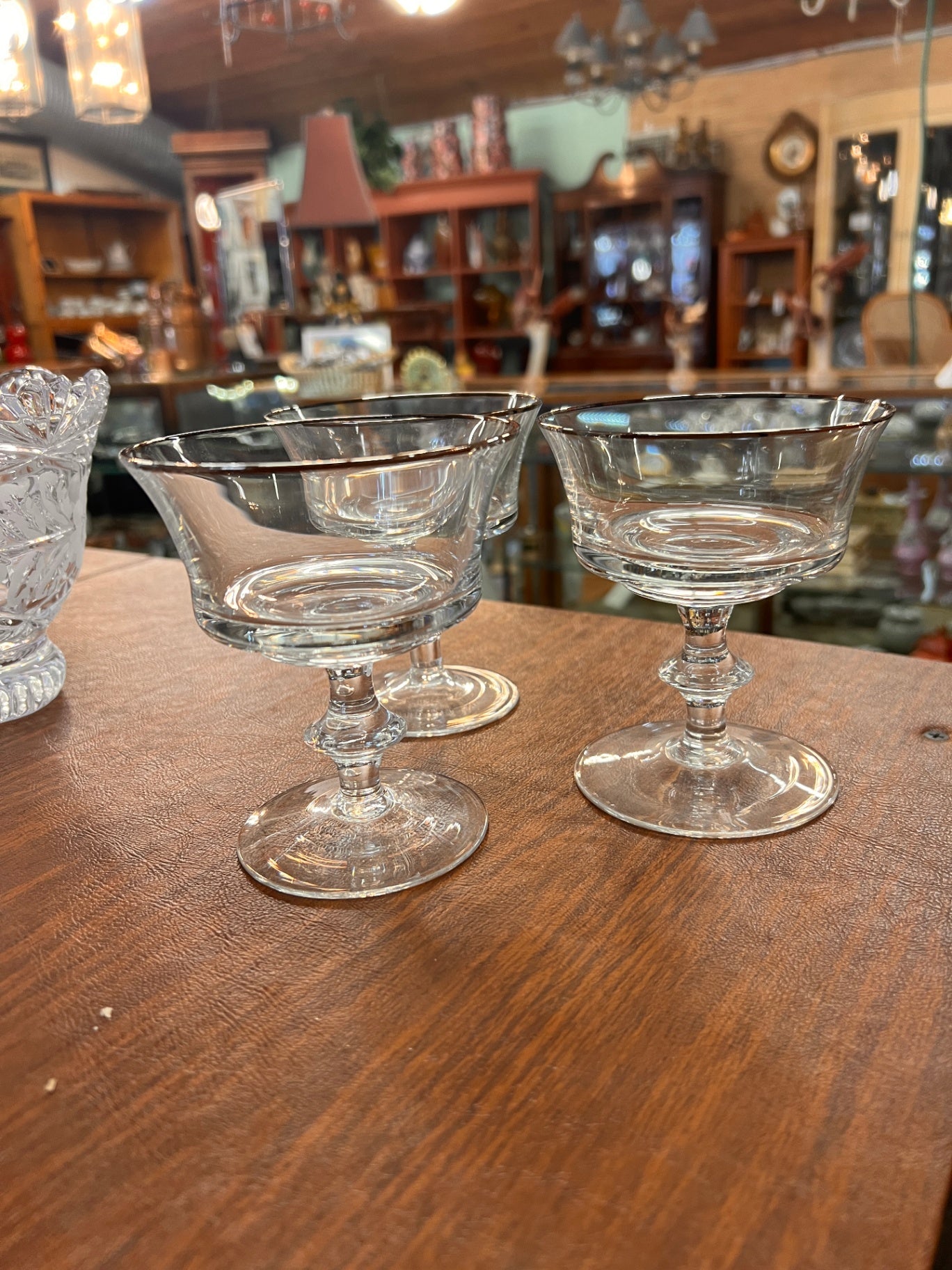 Pair Of Vintage Clear Hand Noritake Tall Sherbet Glasses