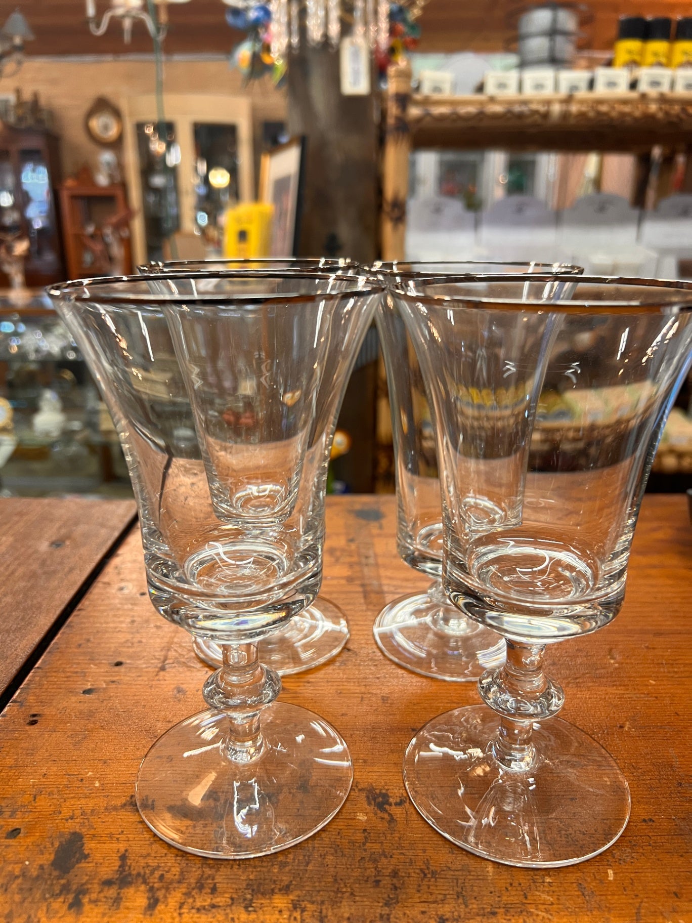 Noritake Silver Rim  Clear water glasses set of 2 silver rim