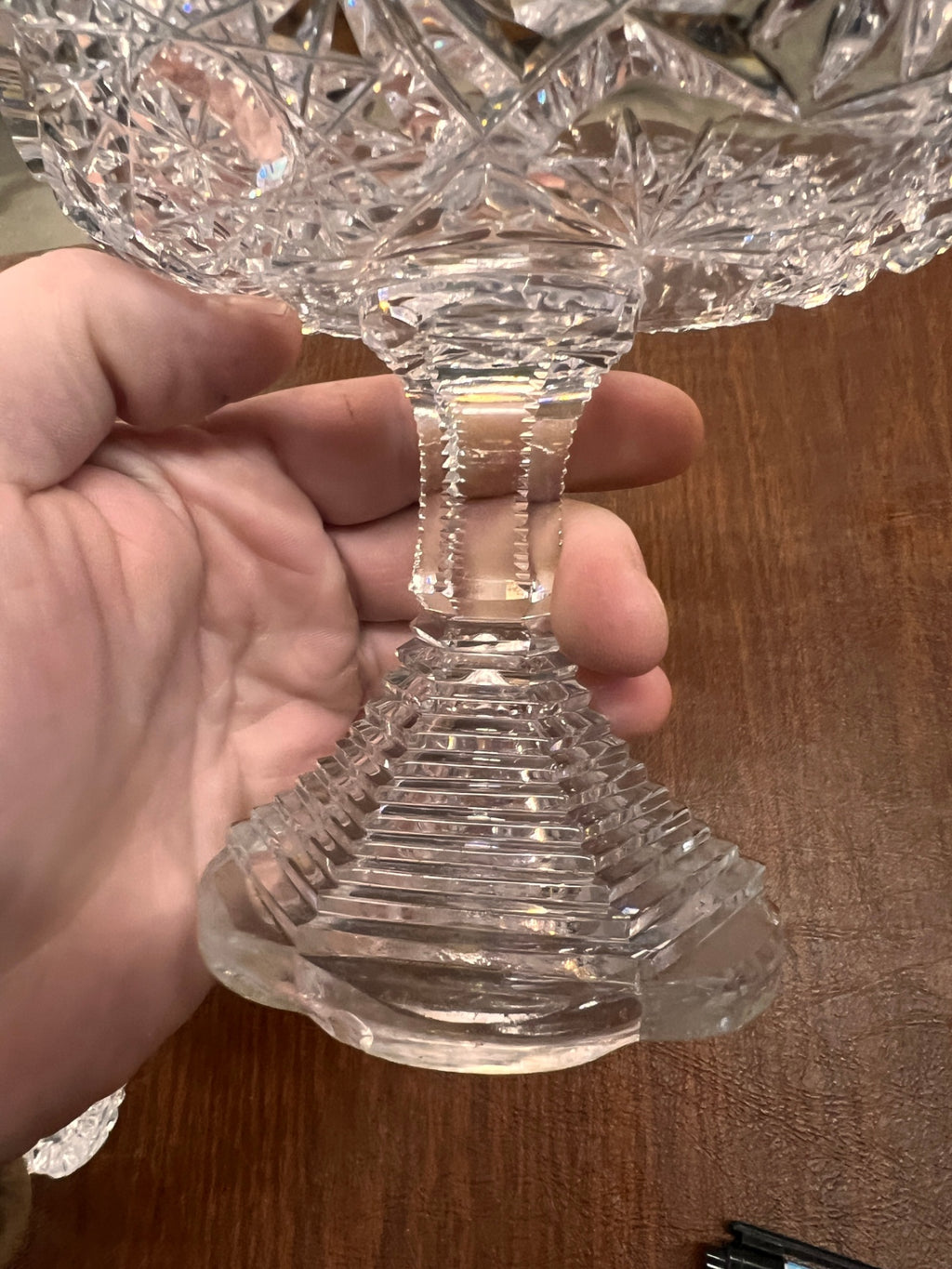 American Brilliant Period Cut Glass Pedestal Compote / Candy Dish