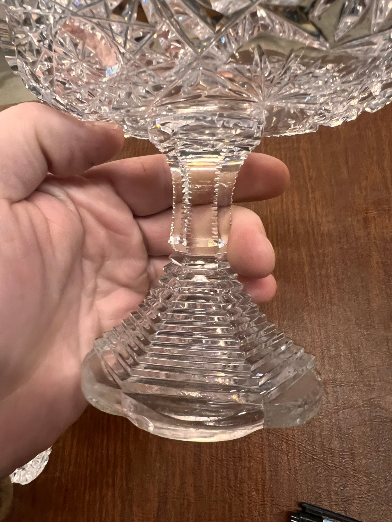 American Brilliant Period Cut Glass Pedestal Compote / Candy Dish