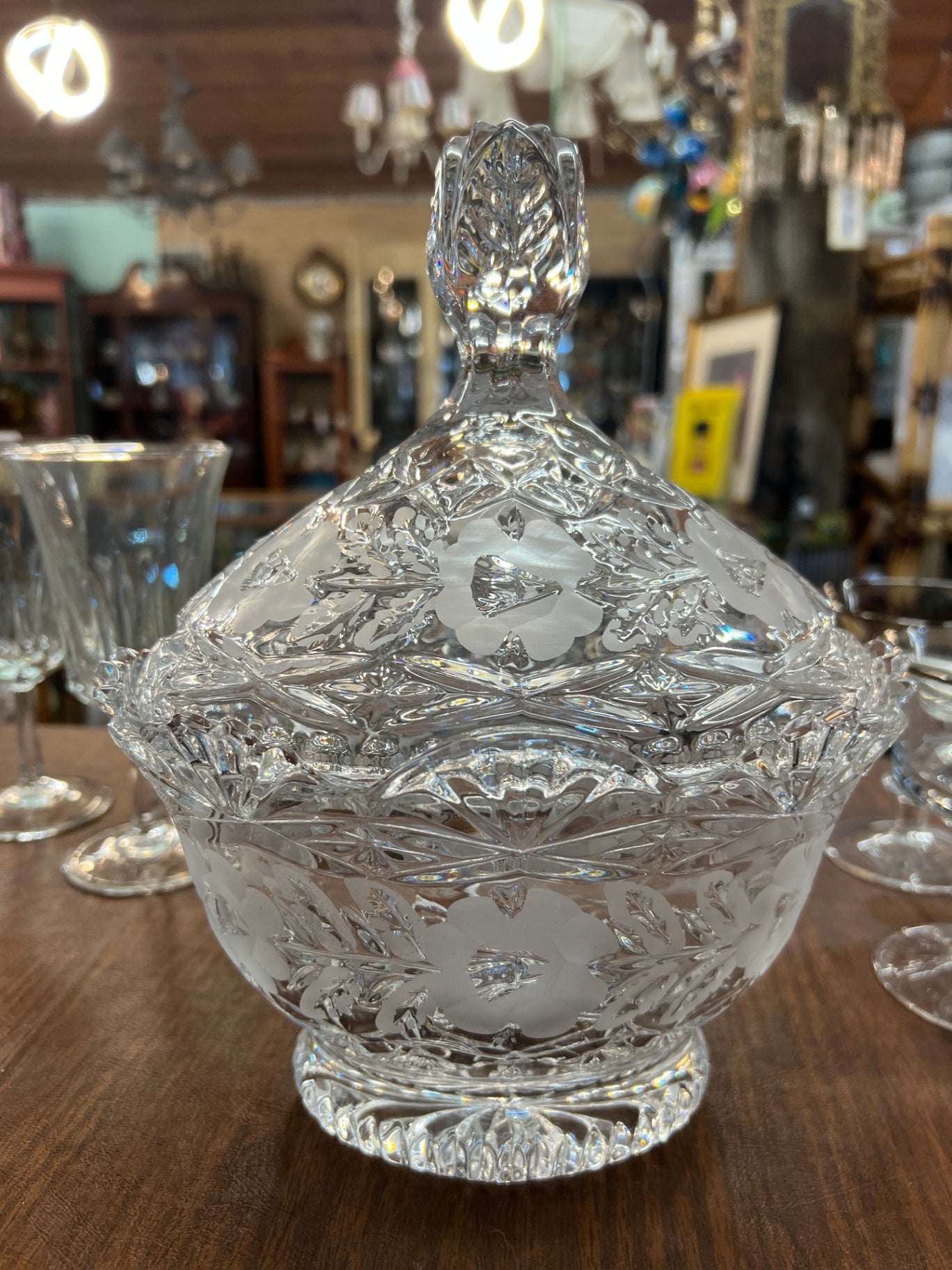 Vintage 24% Lead Crystal Oval Candy Dish With Lid From Poland