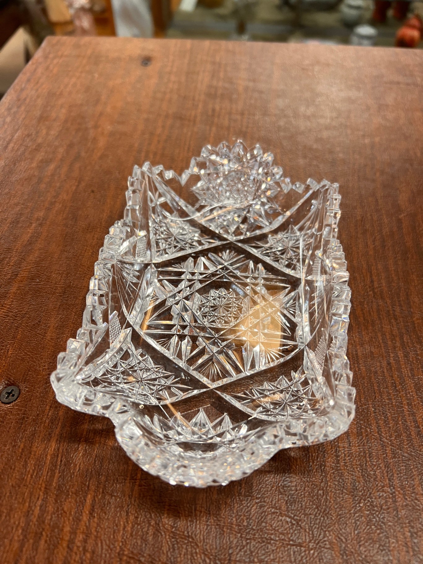 American Brilliant Period Hand-Cut Crystal Nut Dish / Dresser Tray, c. 1890–1915