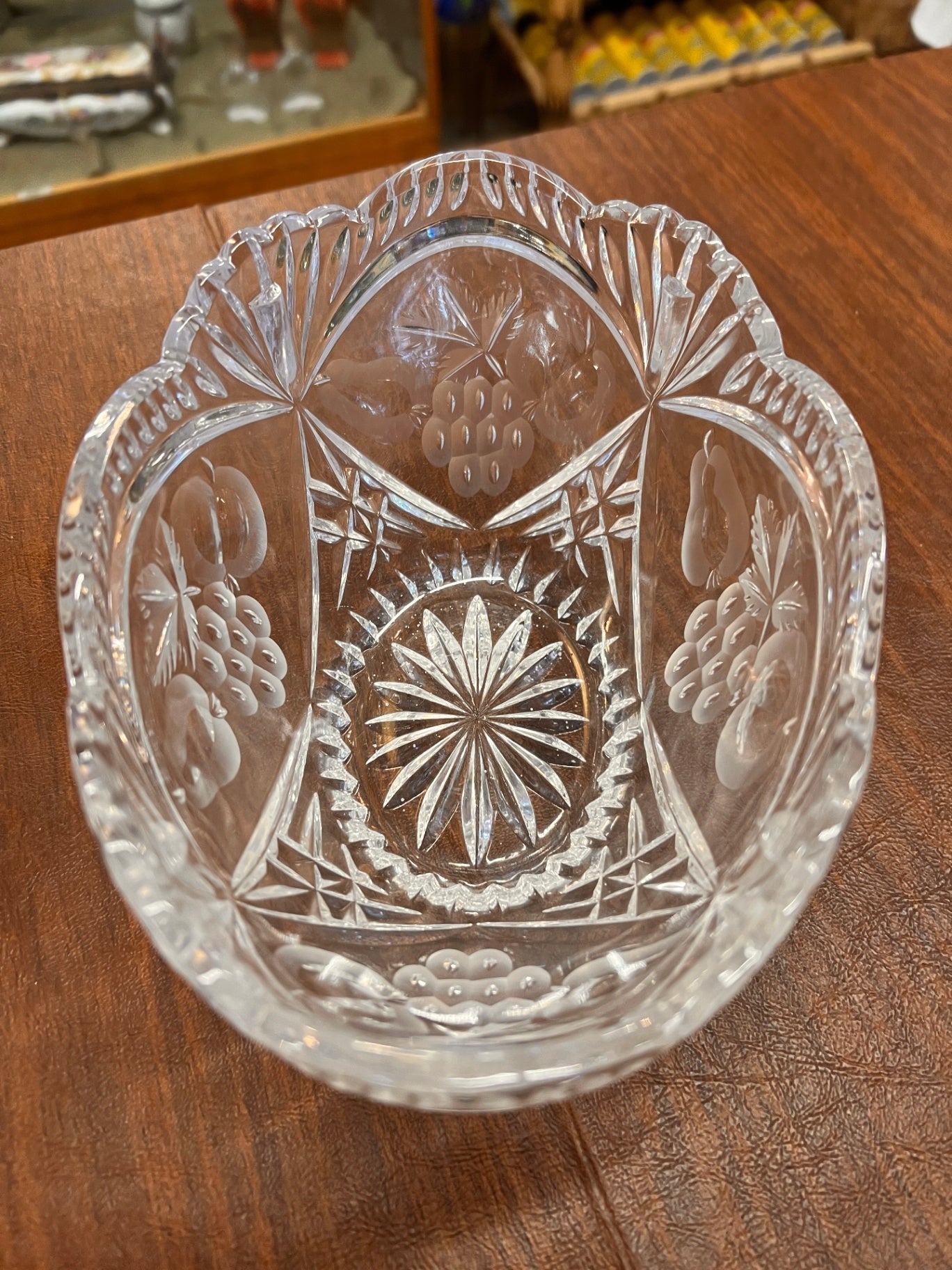 Pressed Glass Fruit Motif Serving Bowl