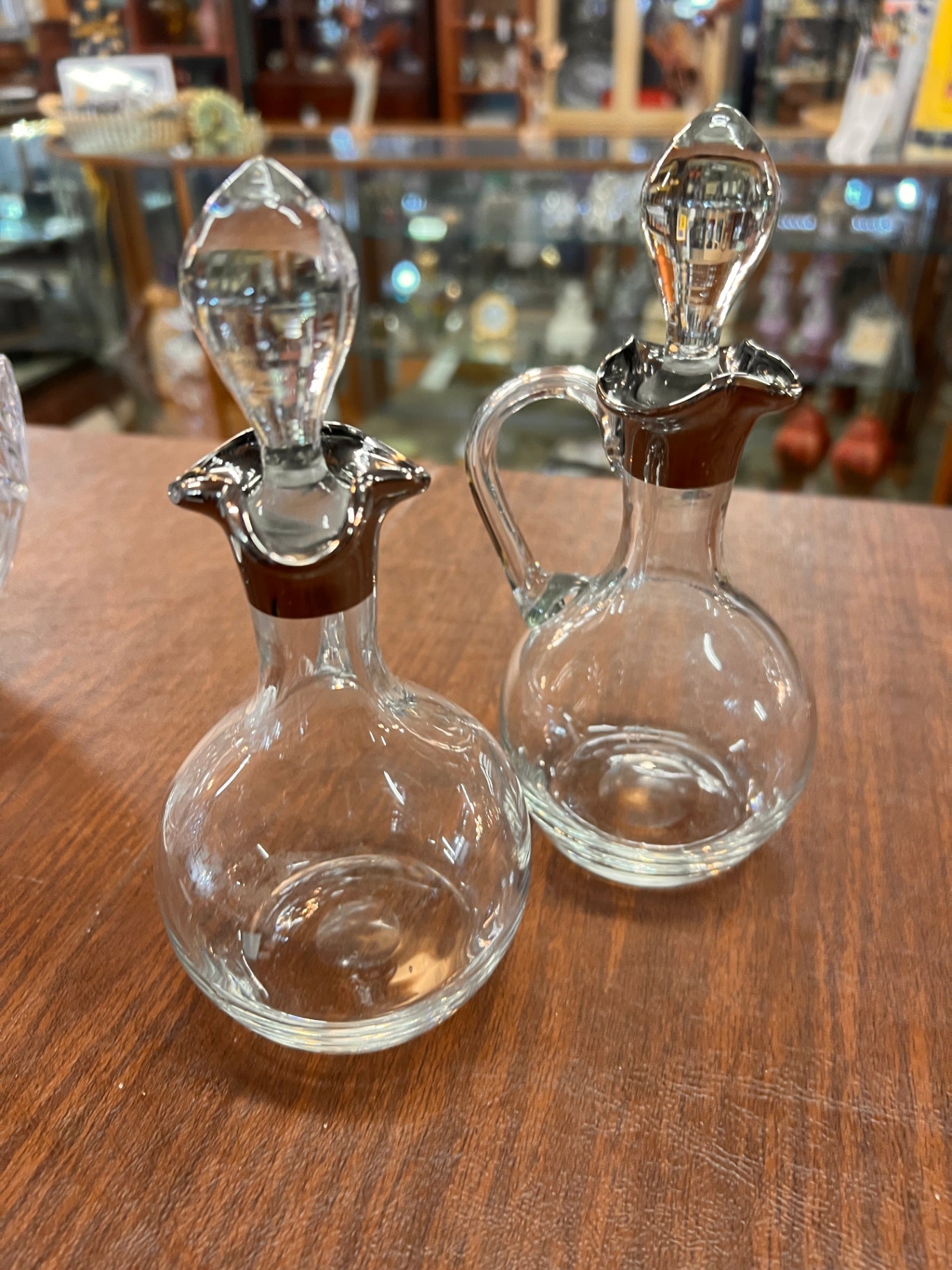 Vintage Crystal and Silverplate Cruet Pair – Elegant Table Service