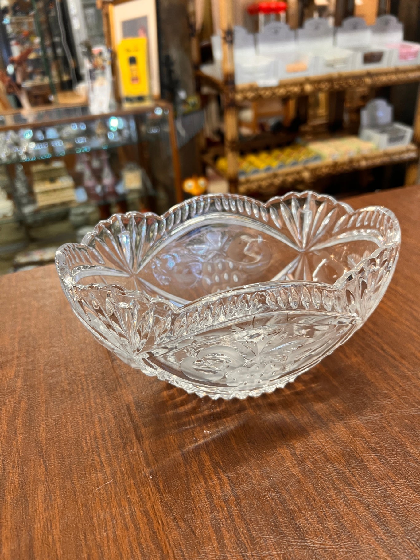 Pressed Glass Fruit Motif Serving Bowl