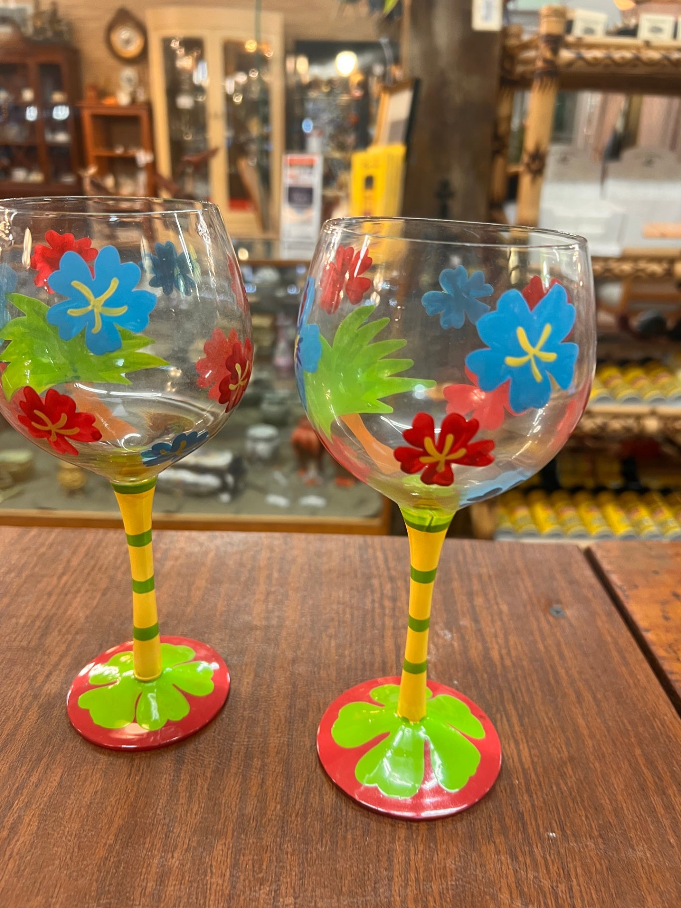 Pair Of Hand Painted Wine Glasses