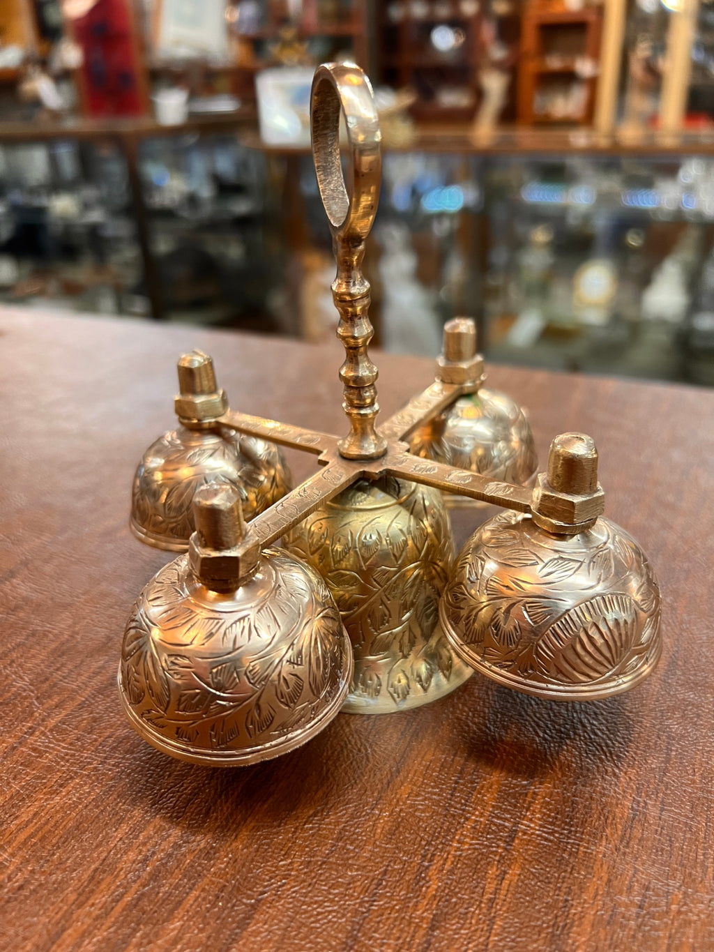 Vintage Bells of Sarna India Catholic Sanctuary Bell Cluster – Hand-Engraved Brass