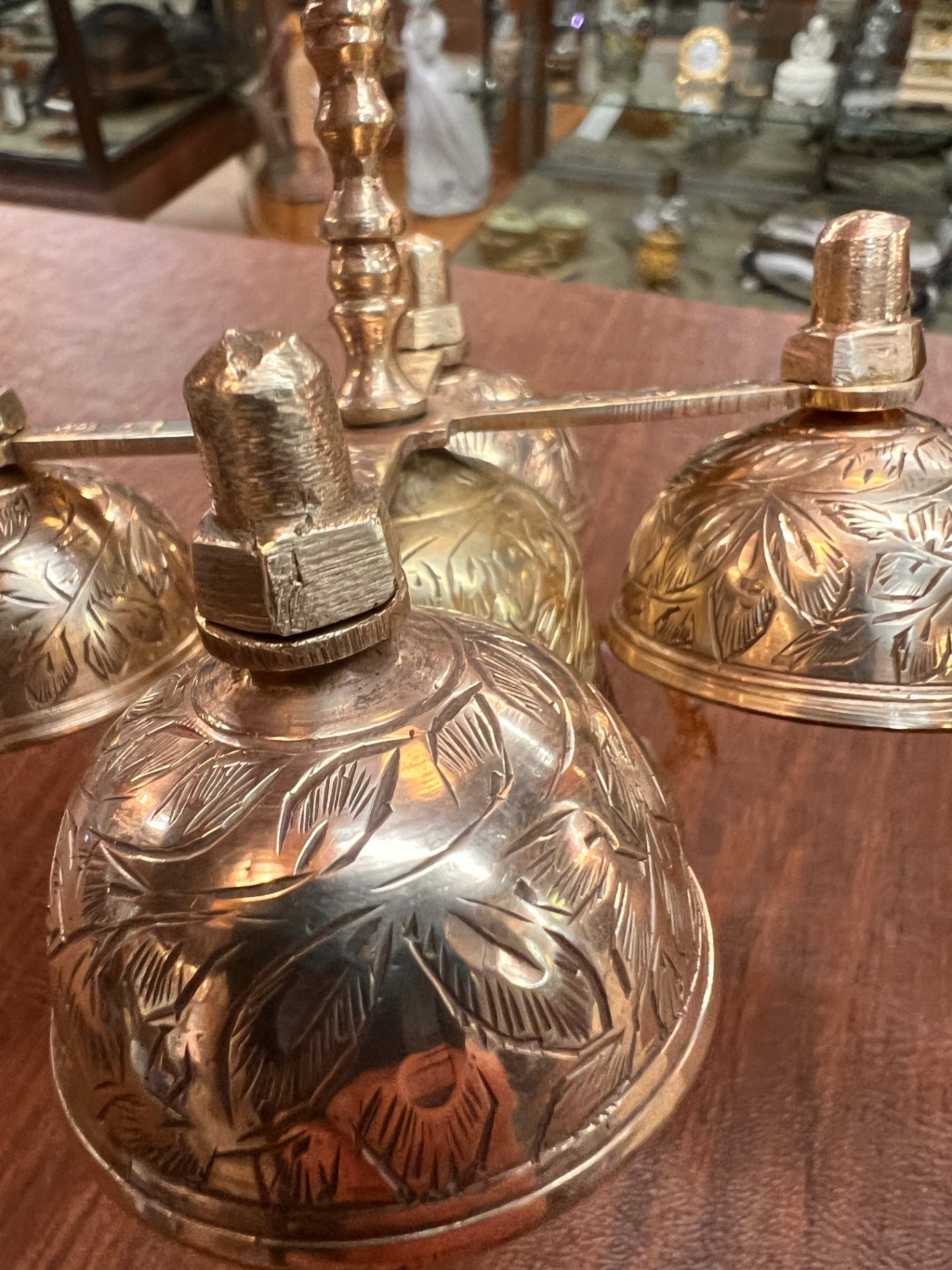 Vintage Bells of Sarna India Catholic Sanctuary Bell Cluster – Hand-Engraved Brass