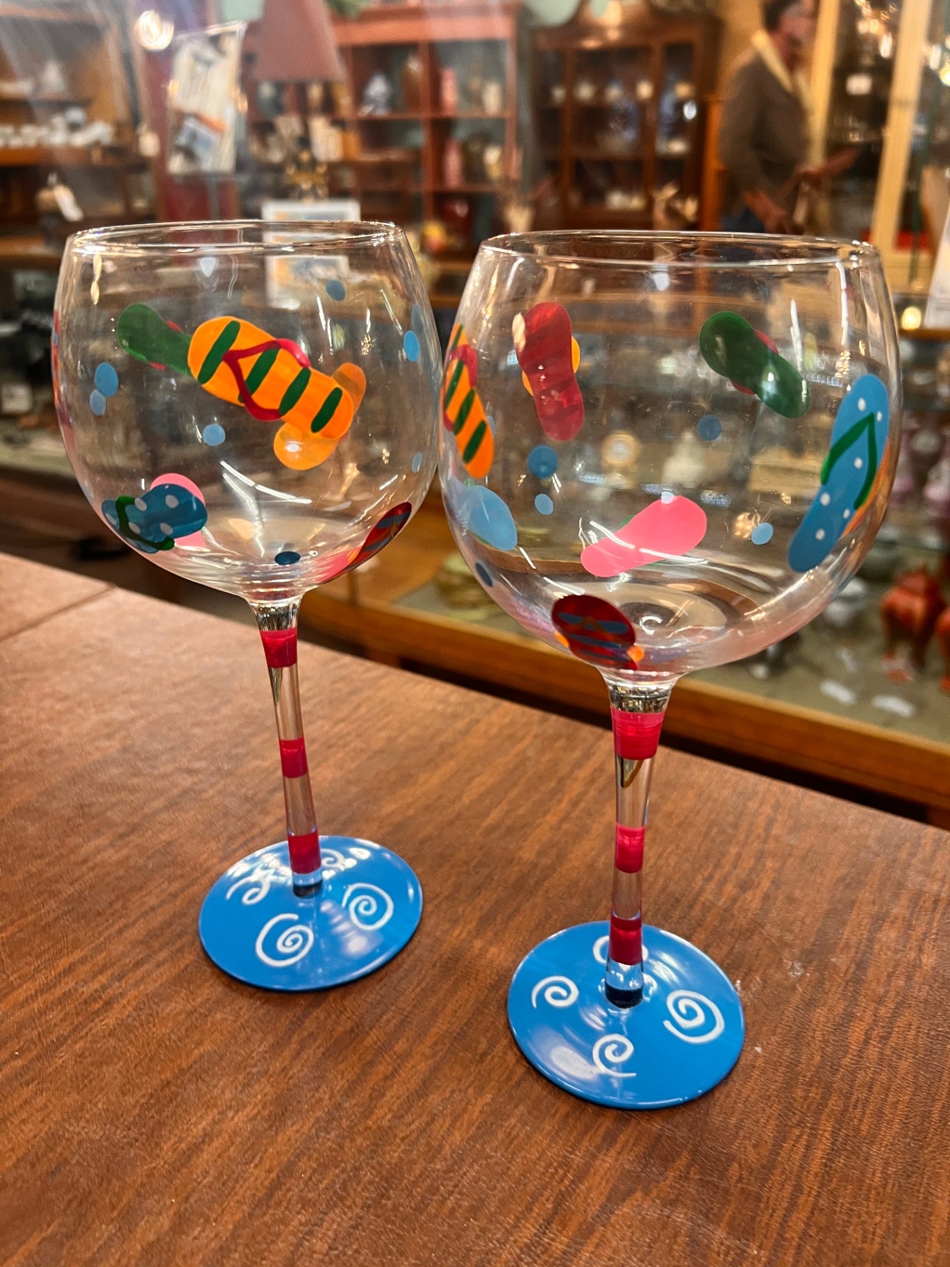 Pair Of Hand Painted Wine Glasses
