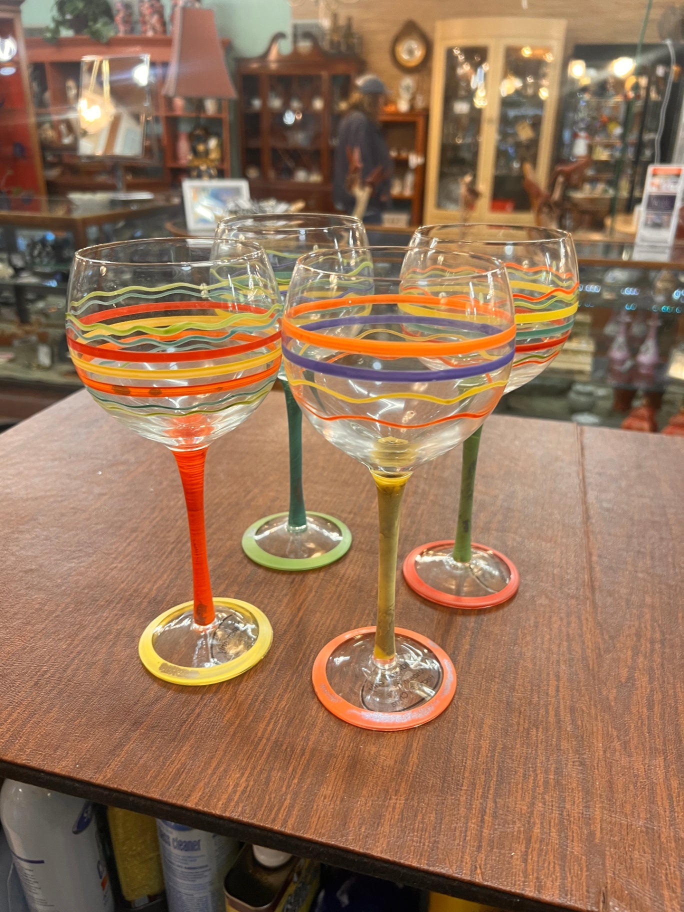 Set of 4 Hand Painted Wine Glasses