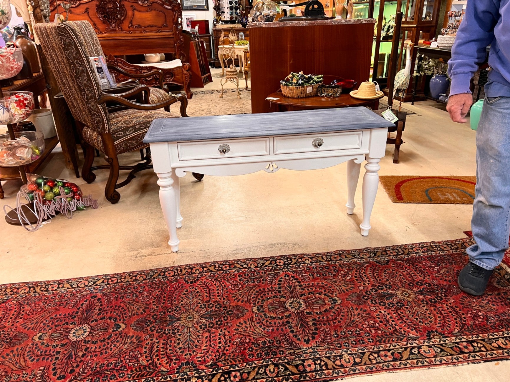 Gray/Blue & White Sofa Table