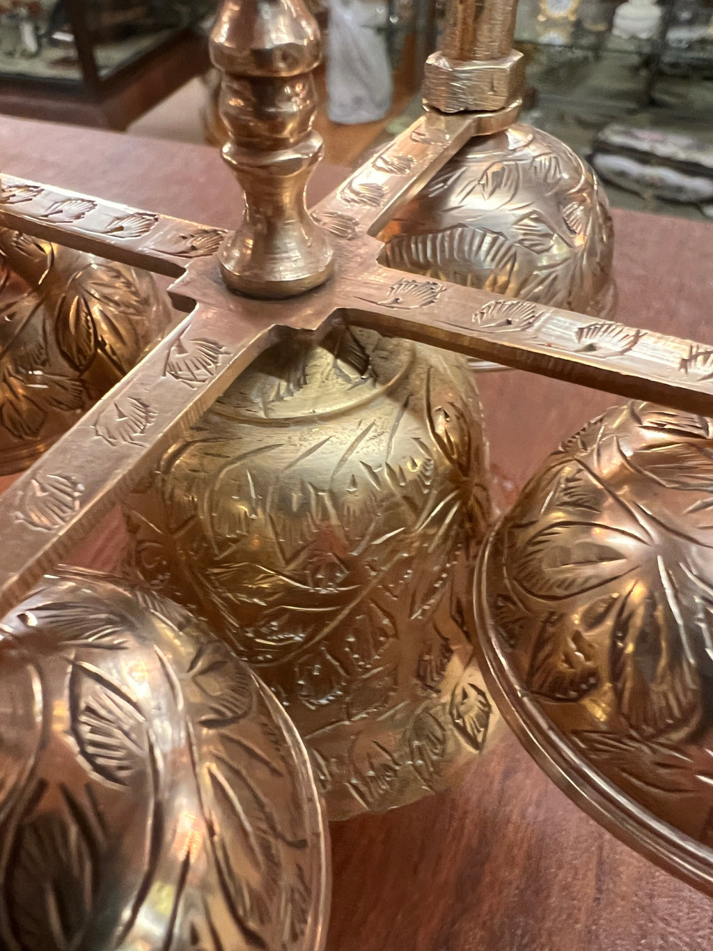 Vintage Bells of Sarna India Catholic Sanctuary Bell Cluster – Hand-Engraved Brass