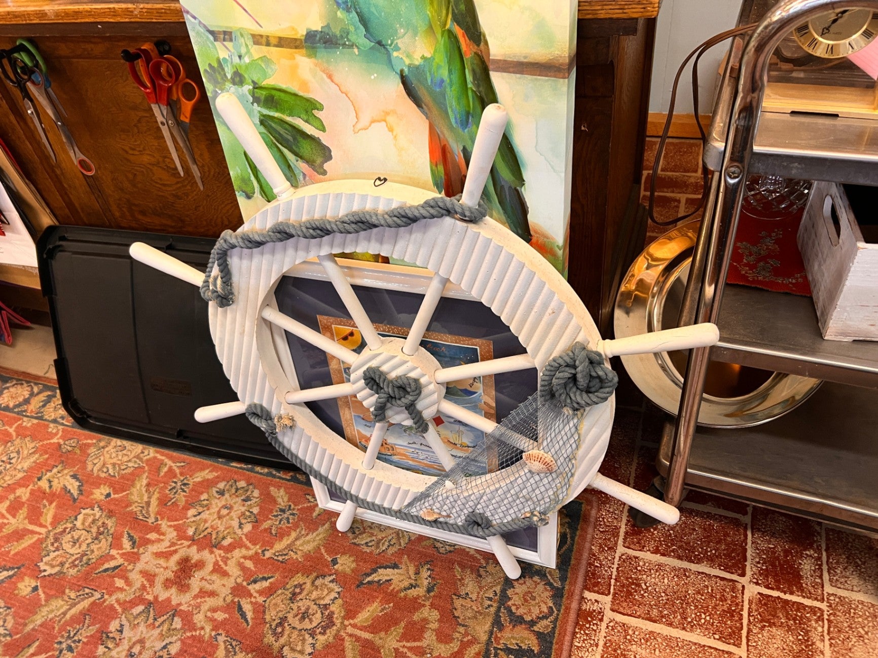 White Wood Nautical Ship Wheel