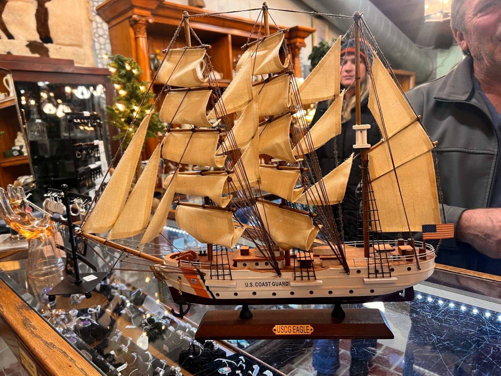 20"L Handicraft Wood United States Coast Guard Cutter Eagle Ship Model Display