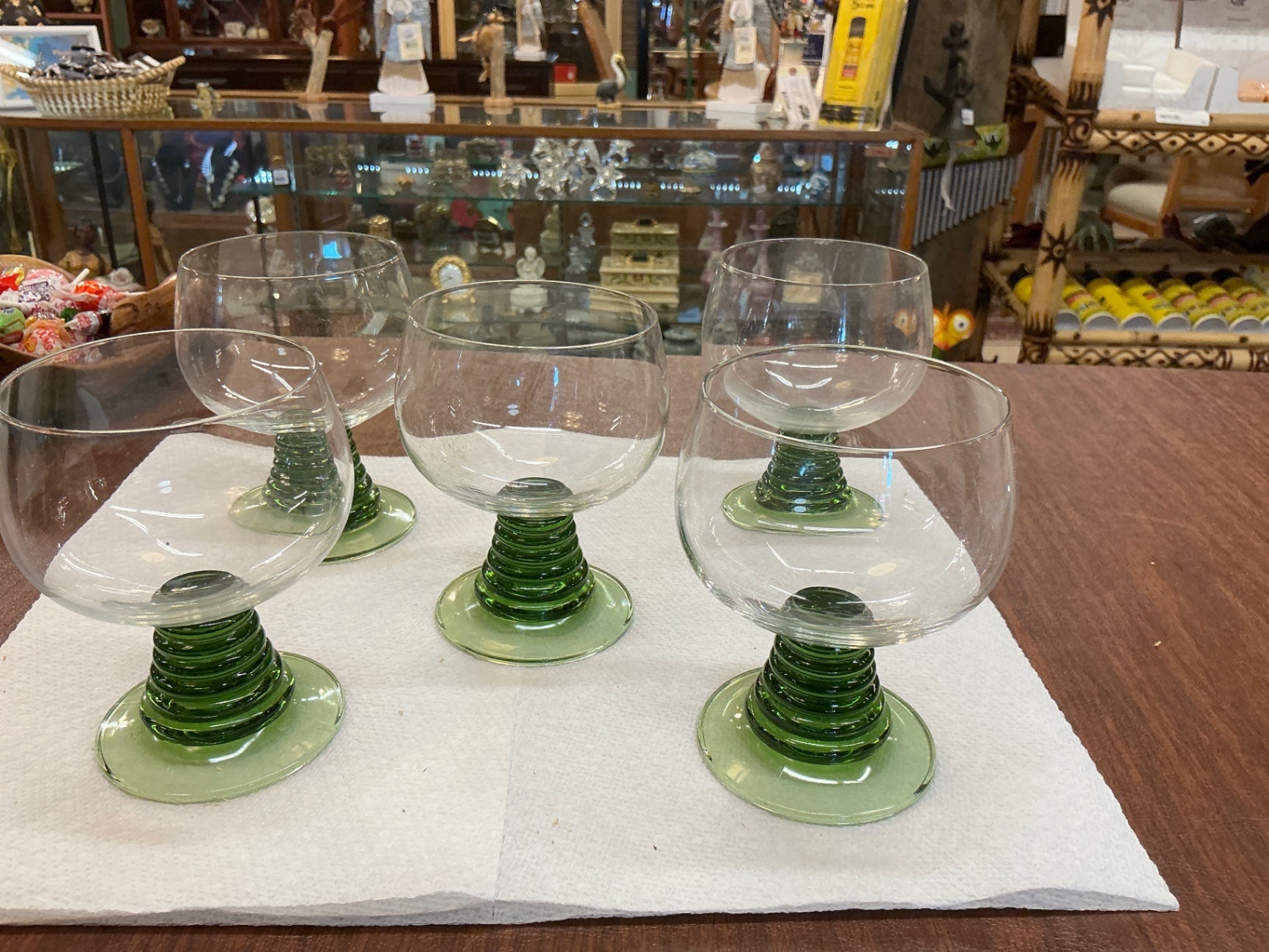 Green Stemware; set of 5